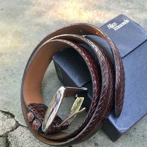 ALLEN EDMONDS Chili Herringbone Dress Belt 36